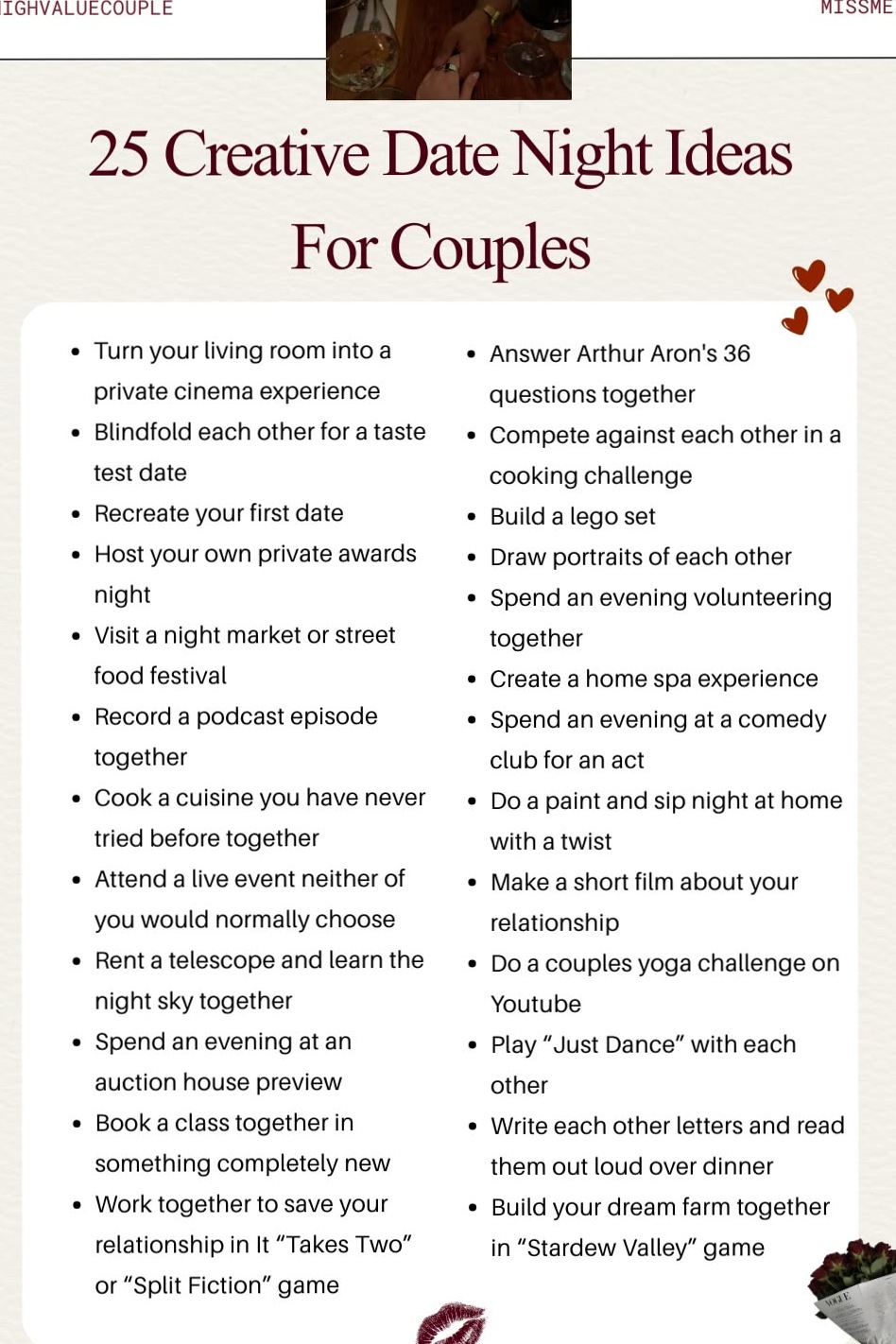 🕯️ | 25 Charming Date Night Ideas to Spark Romance and Deep Connection | heart-t 958