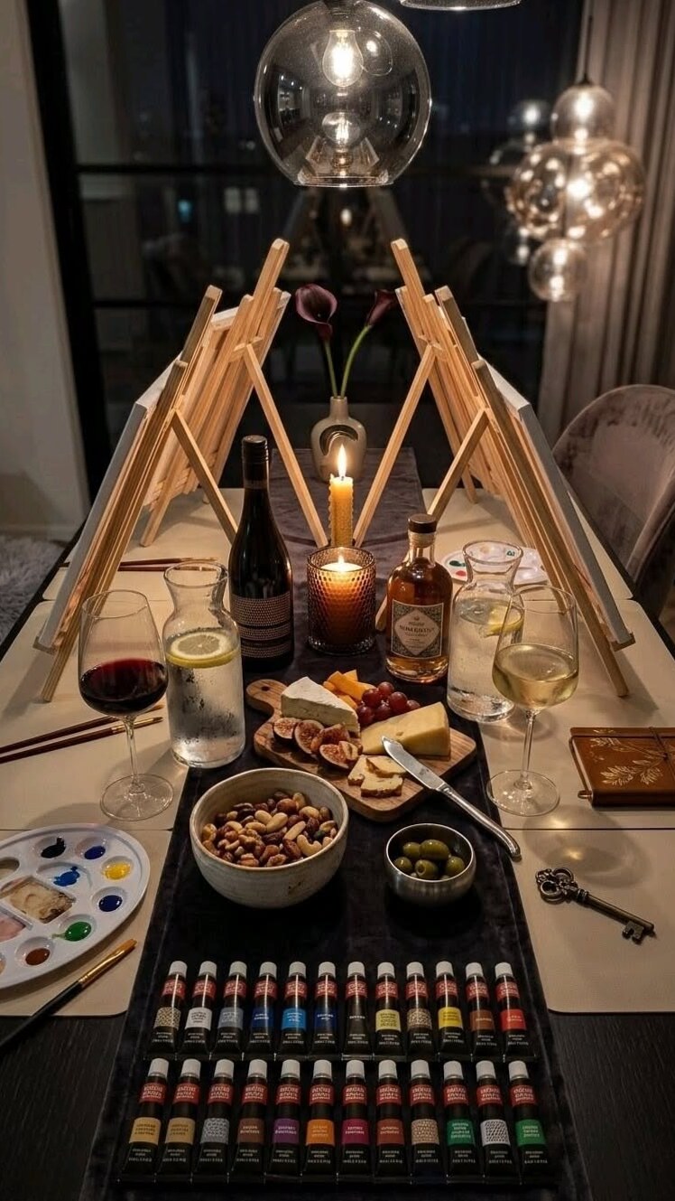 Aesthetic Wine & Paint Night with Charcuterie for Soulful Connections 🏙️ 265