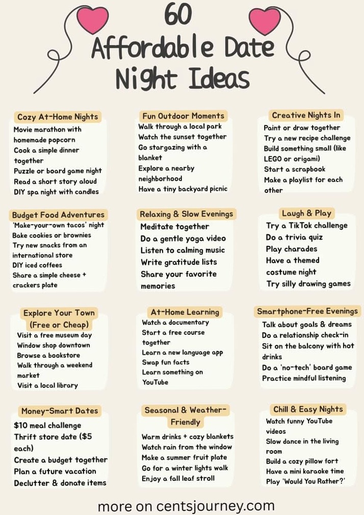 ⊹ Celestial Connections: 60 Romantic Nights Without the Price Tag ⊹ 💕 193