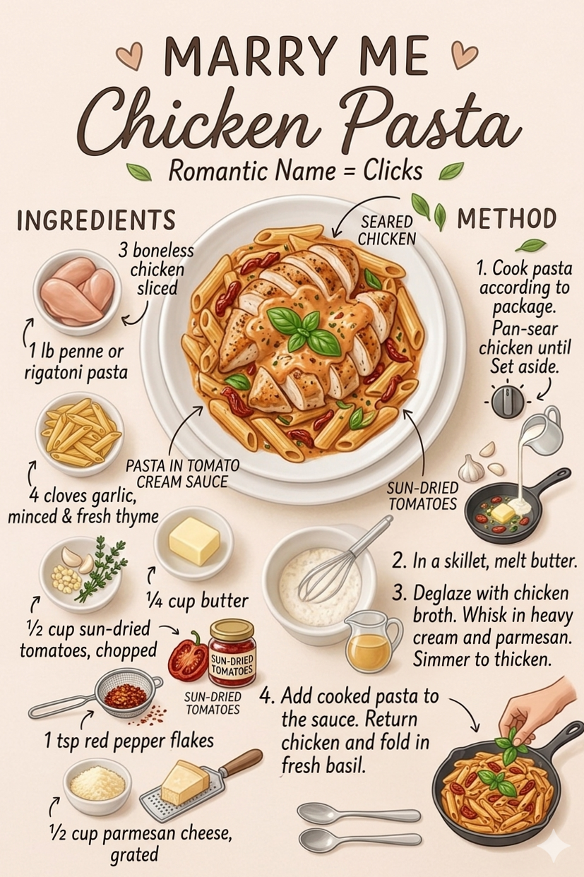 aesthetic mood booster: 🗝️ Marry Me Chicken Pasta in Rich Tomato Cream Sauce for 716