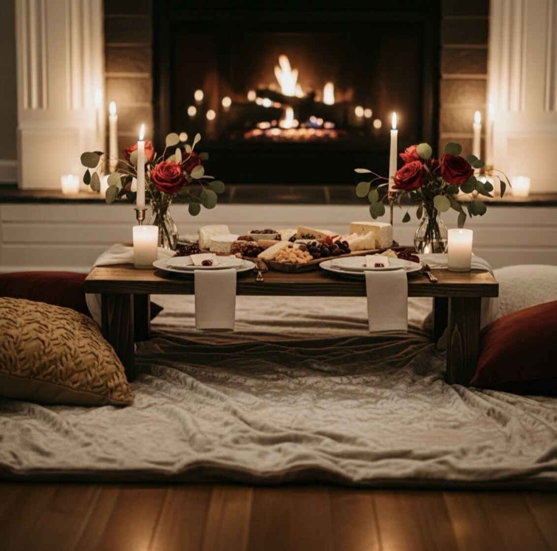 aesthetic relationship goals: Cozy Fireplace Valentine’s Picnic: Whispers of Des 272