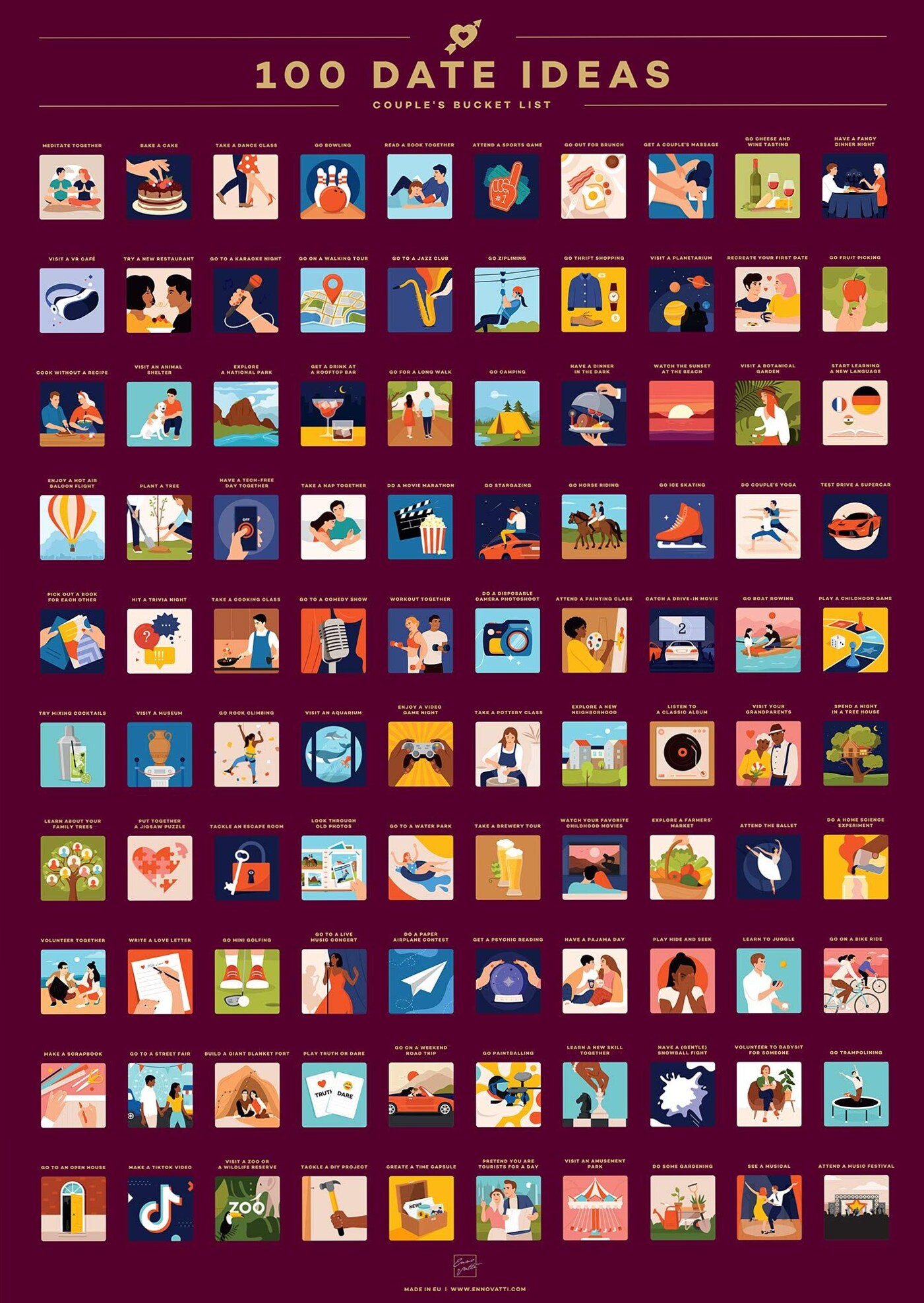 Enno Vatti Rubbelposter – 100 Kreative Datideen für Tiefe & Romantik — 📚 🛋️ 262
