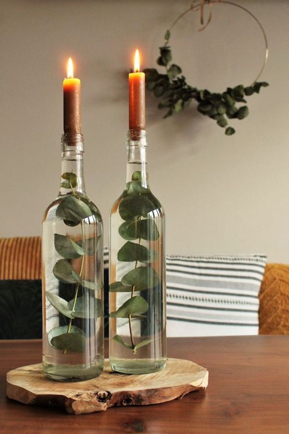 🤍 Find Your Perfect Match with This Eucalyptus Centerpiece and Wine Bottle Magic 863
