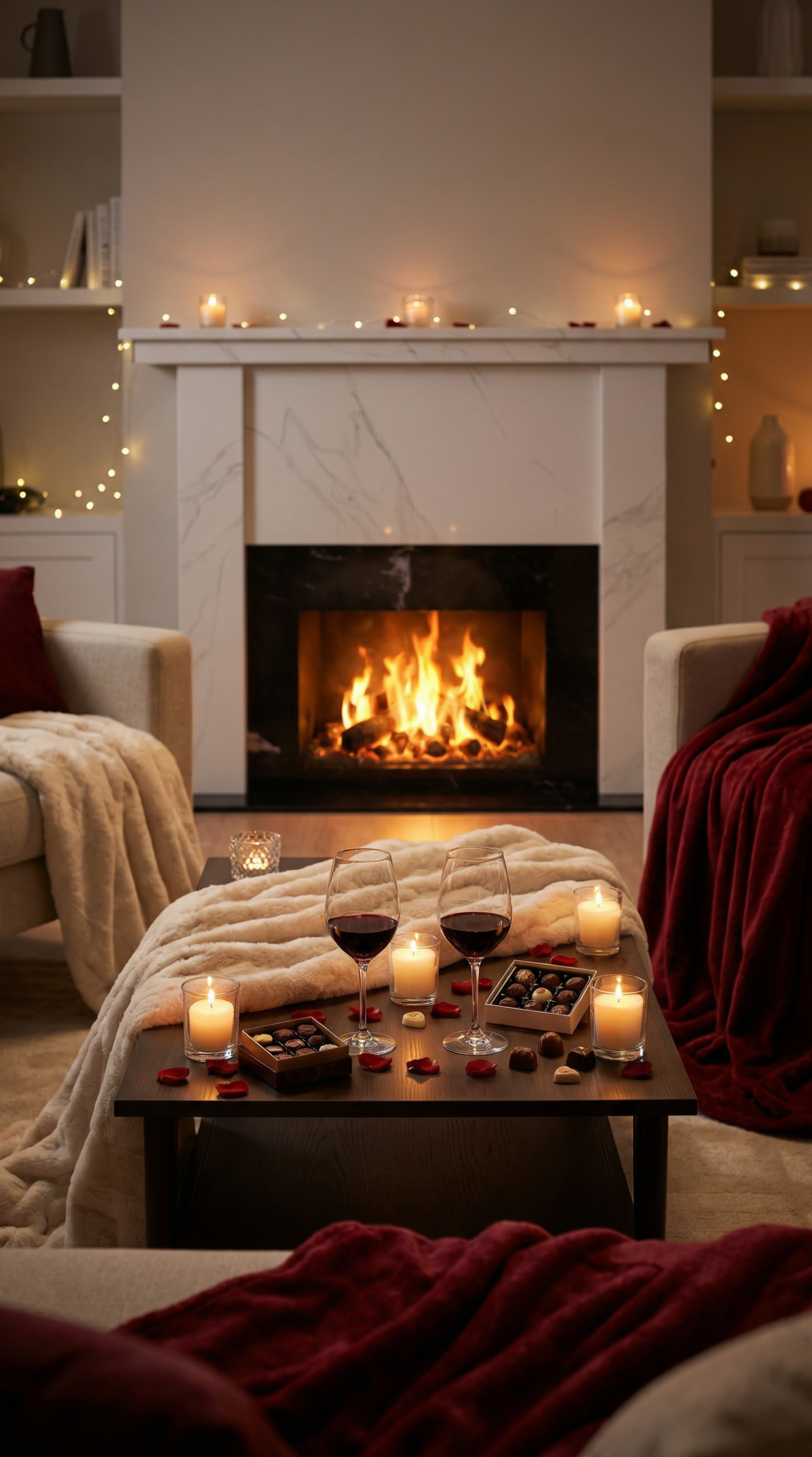 ✨ 🛋️ ⟡ Intimate Fireplace Evenings: Wine, Dark Chocolates & Soft Glow 324