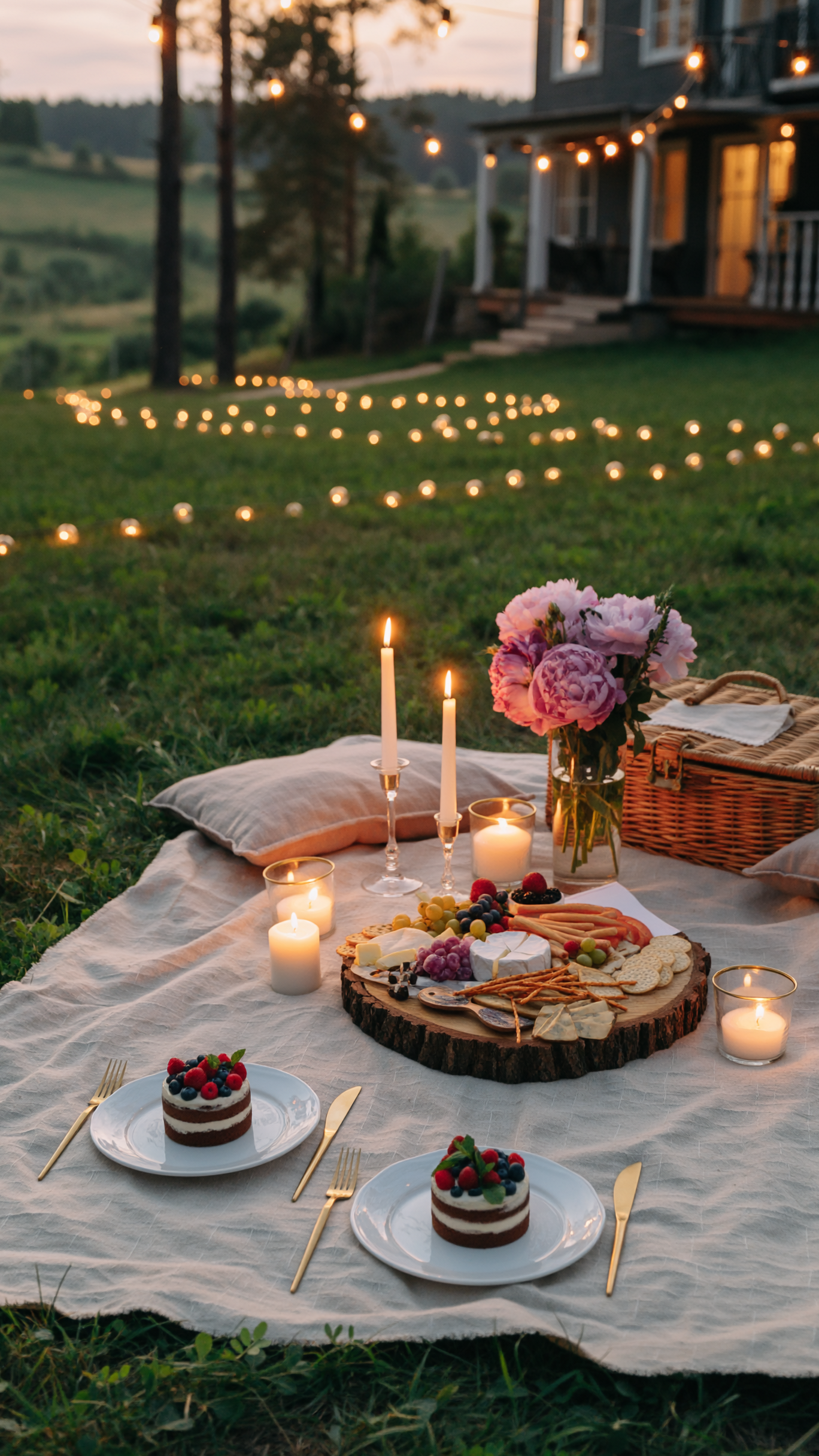 Intimate Picnic Setup: Candles, Comfort, and Curated Sweetness for Soulful Conne 959