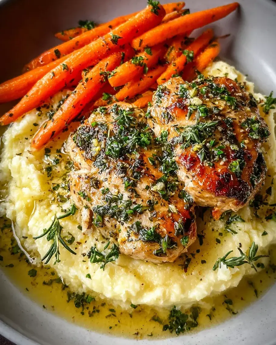❤️‍🔥 vibe check passed ✦ Garlic Herb Chicken with Creamy Mash & Roasted Carrots  144
